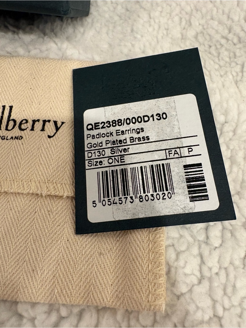 Mulberry Padlock Hoop Earrings Silver NIB - Picture 6 of 6